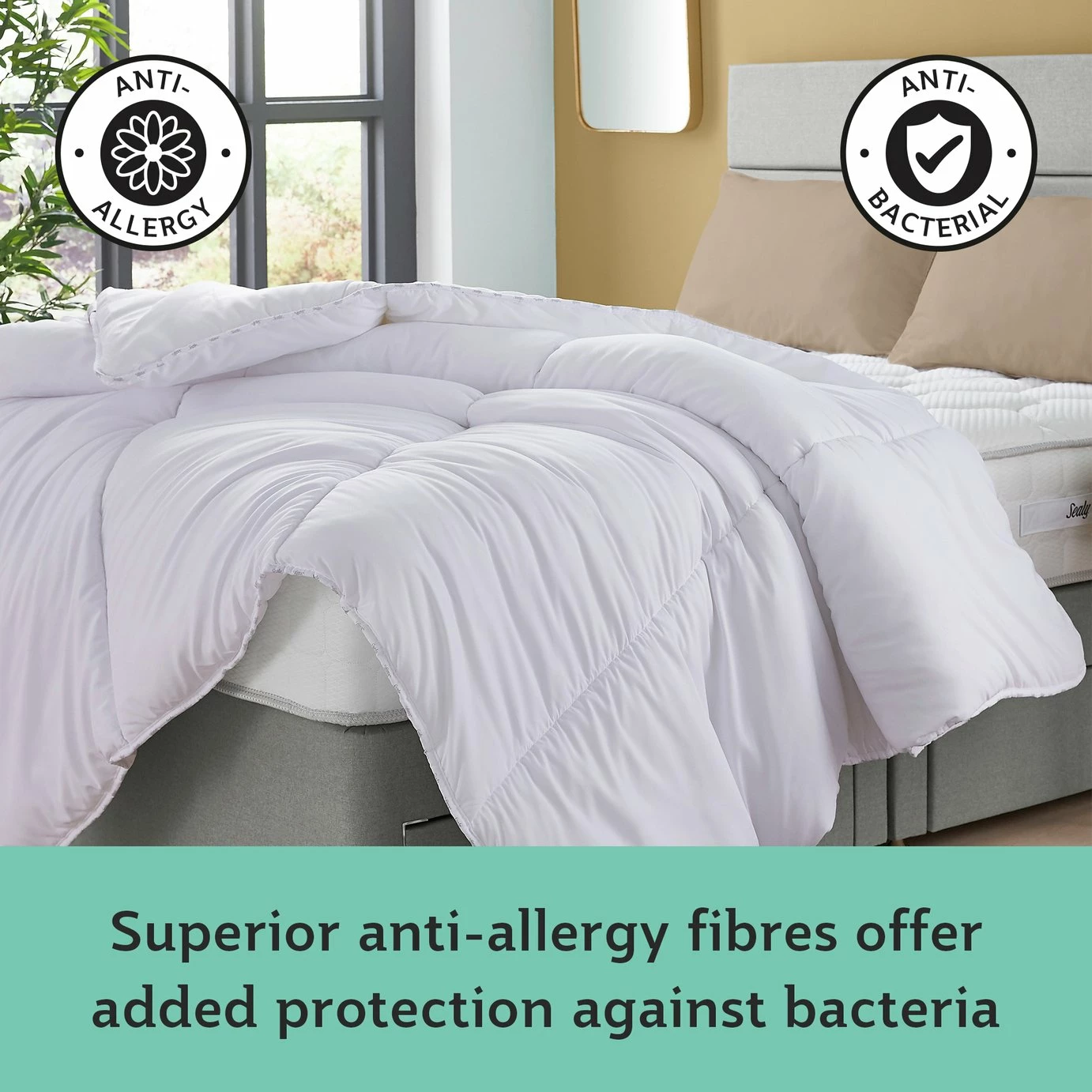 Sealy Anti Allergy Hollowfibre 10.5Tog Duvet - Single 2 Sealy Anti Allergy Hollowfibre 10.5Tog Duvet - Single - Image 2