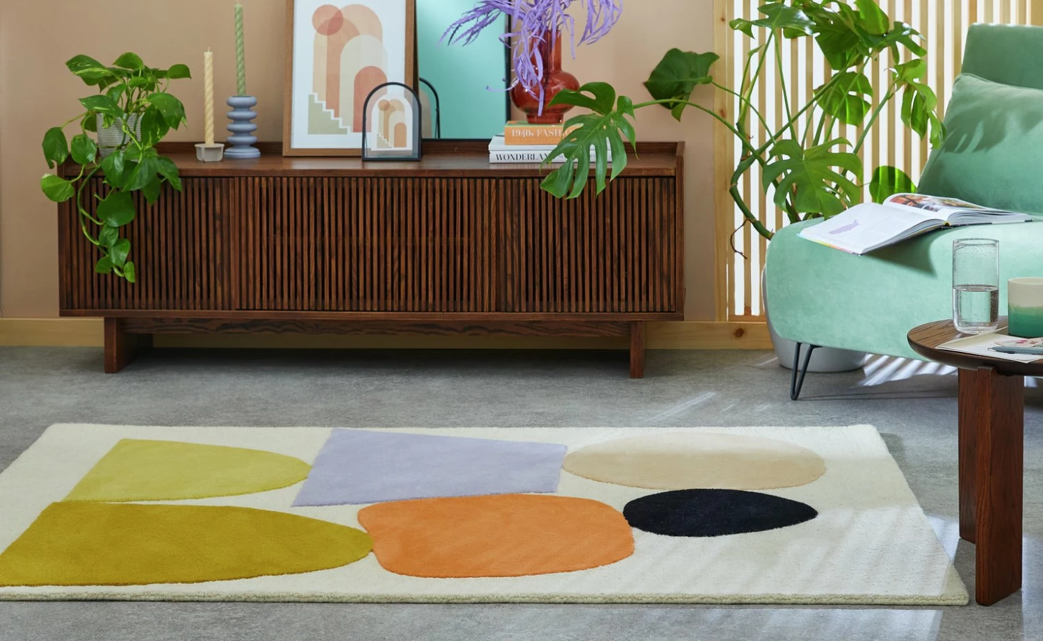 Habitat Geometric Cut Pile Rug - 120X170cm - Multicoloured 2 Habitat Geometric Cut Pile Rug - 120X170cm - Multicoloured - Image 2