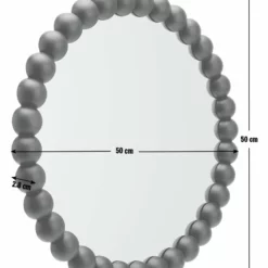 Habitat Beaded Round Wall Mirror - Black - 50x50cm 7 Habitat Beaded Round Wall Mirror - Black - 50x50cm -Habitat Sales Store 1182642 R E001