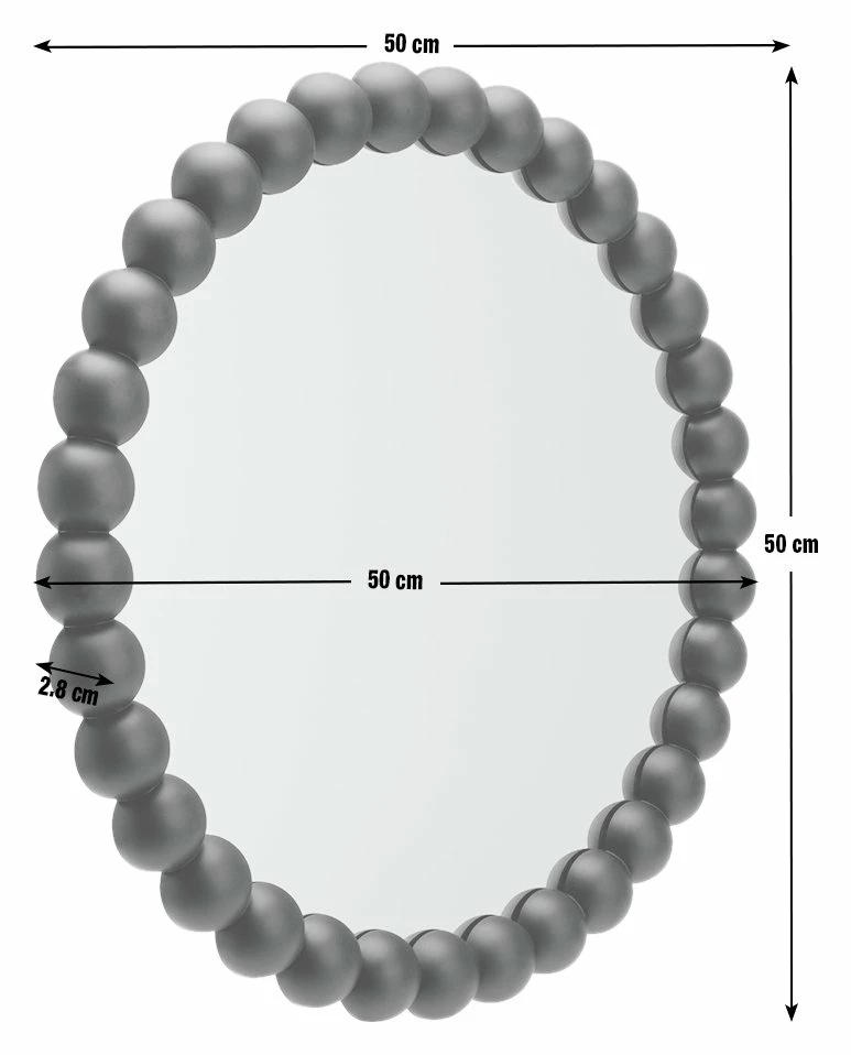 Habitat Beaded Round Wall Mirror - Black - 50x50cm 3 Habitat Beaded Round Wall Mirror - Black - 50x50cm - Image 3