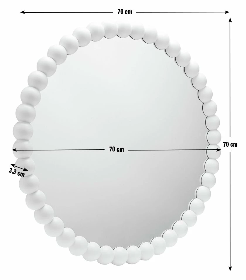 Habitat Beaded Round Wall Mirror - White - 70x70cm 3 Habitat Beaded Round Wall Mirror - White - 70x70cm - Image 3