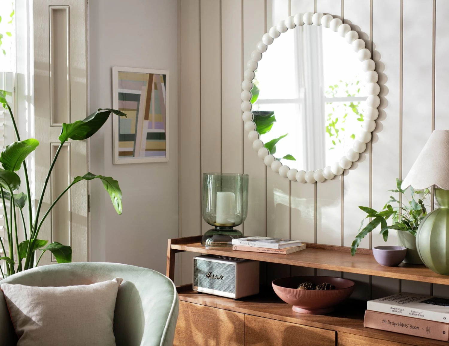 Habitat Beaded Round Wall Mirror - White - 70x70cm 2 Habitat Beaded Round Wall Mirror - White - 70x70cm - Image 2