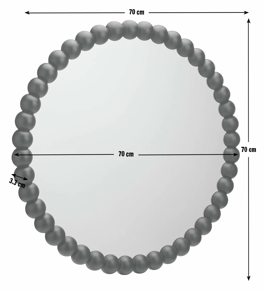 Habitat Beaded Round Wall Mirror - Black - 70x70cm 3 Habitat Beaded Round Wall Mirror - Black - 70x70cm - Image 3