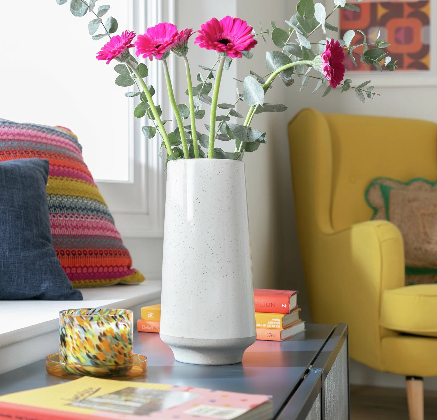 Habitat Reactive Glaze Dipped Ceramic Vase - White 2 Habitat Reactive Glaze Dipped Ceramic Vase - White - Image 2