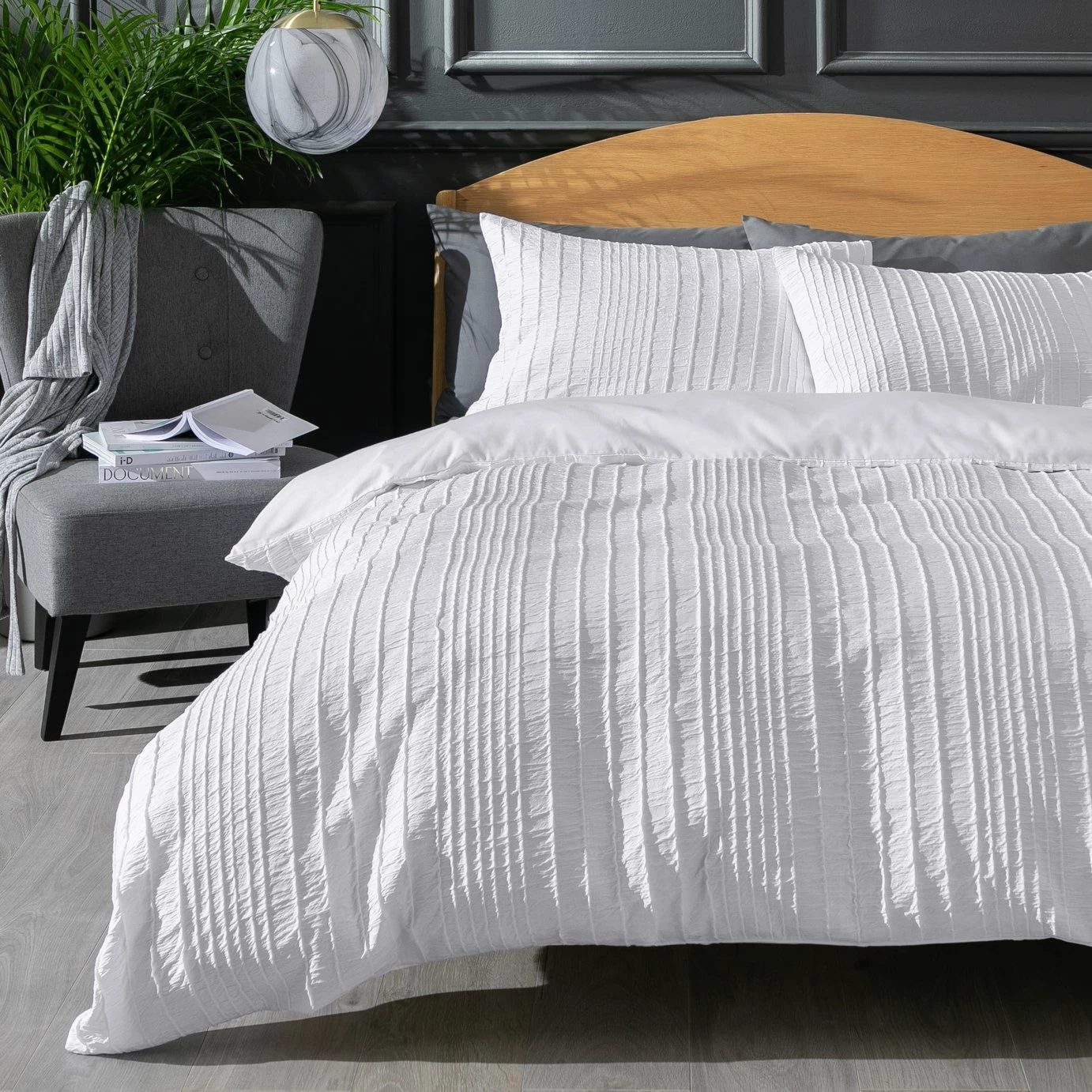 Habitat Crinkle White Bedding Set - Single 1 Habitat Crinkle White Bedding Set - Single
