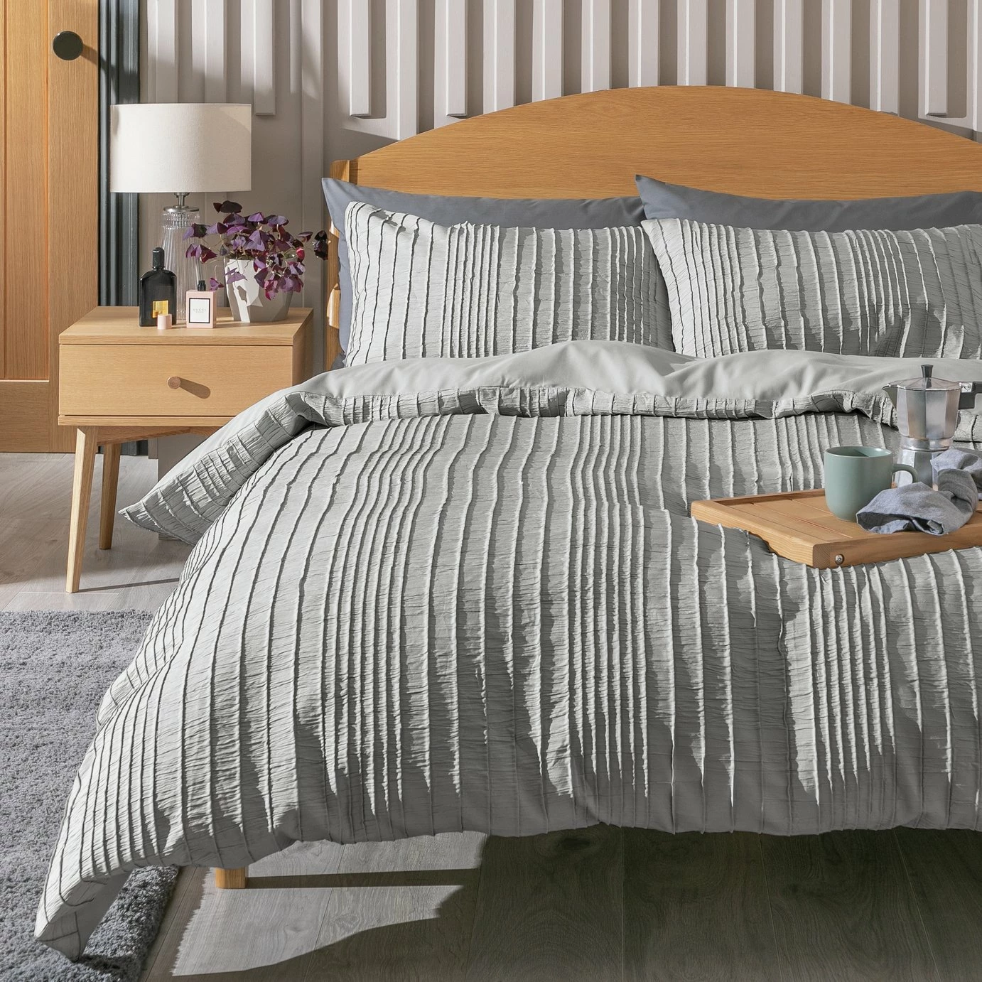 Habitat Crinkle Grey Bedding Set - Single 1 Habitat Crinkle Grey Bedding Set - Single