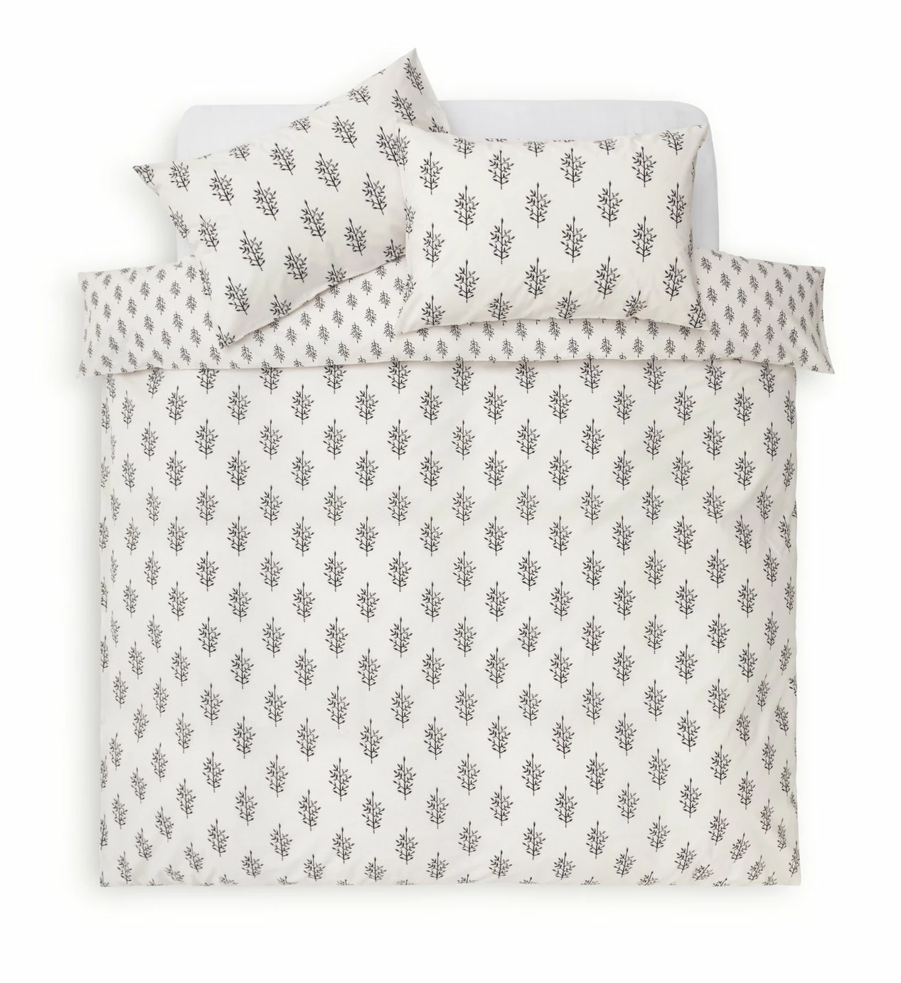 Habitat Woodblock Leaf White Bedding Set - Single 3 Habitat Woodblock Leaf White Bedding Set - Single - Image 3