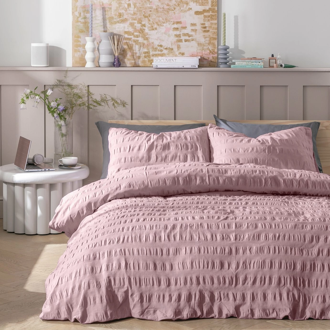 Habitat Seersucker Wide Stripe Lilac Bedding Set - Double 1 Habitat Seersucker Wide Stripe Lilac Bedding Set - Double