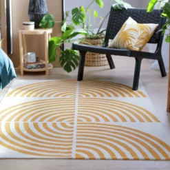 Habitat Global Print Flatweave Rug - 120X170cm - Yellow -Habitat Sales Store 1256664 R Z002C