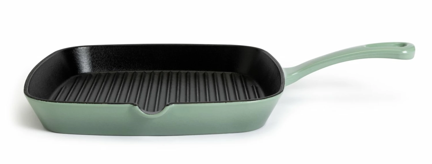 Habitat 23cm Cast Iron Griddle Pan - Sage Green 1 Habitat 23cm Cast Iron Griddle Pan - Sage Green