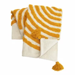 Habitat Geo Tufted Throw - White & Yellow - 125x150cm