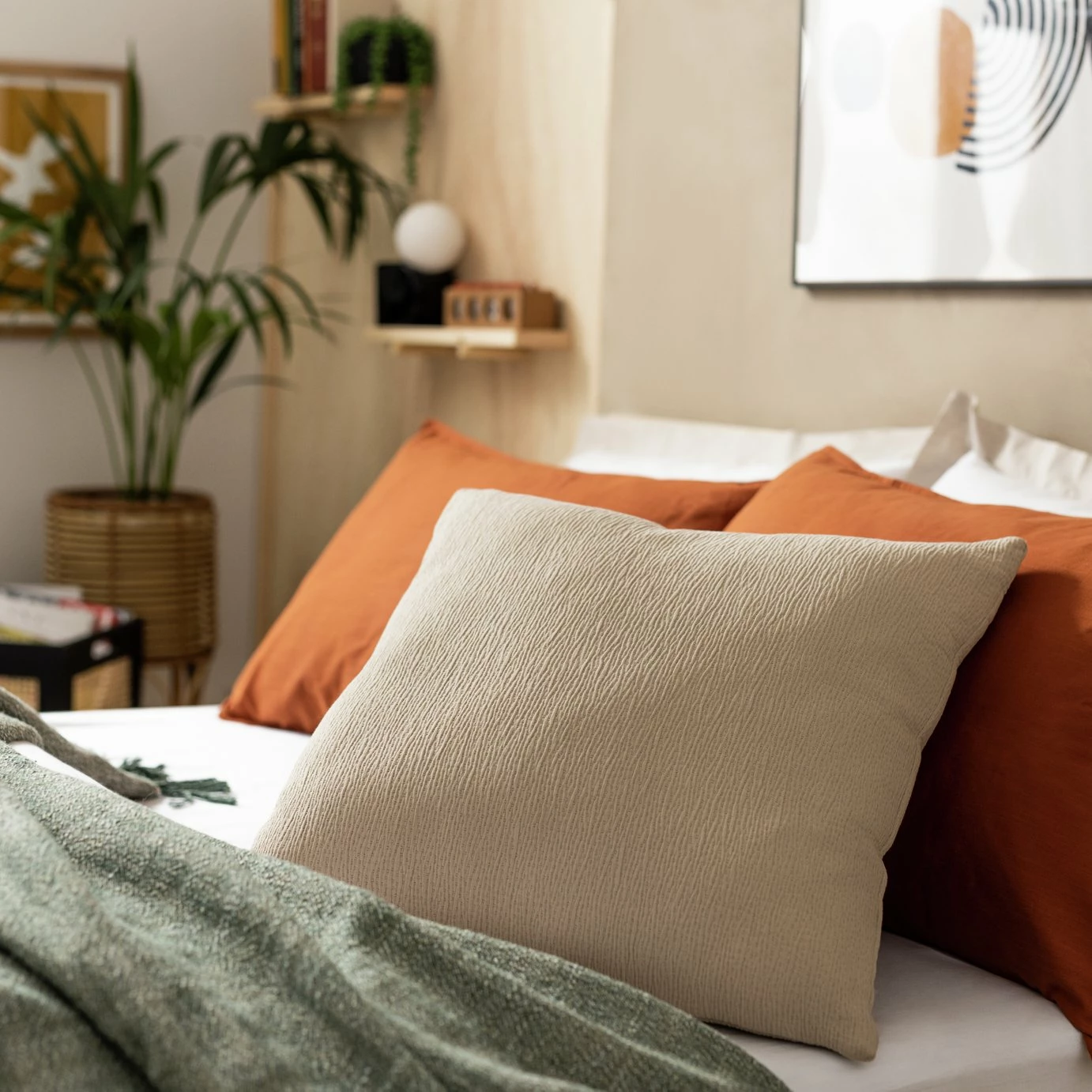 Habitat Textured Plain Cushion - Cream - 50x50cm 2 Habitat Textured Plain Cushion - Cream - 50x50cm - Image 2