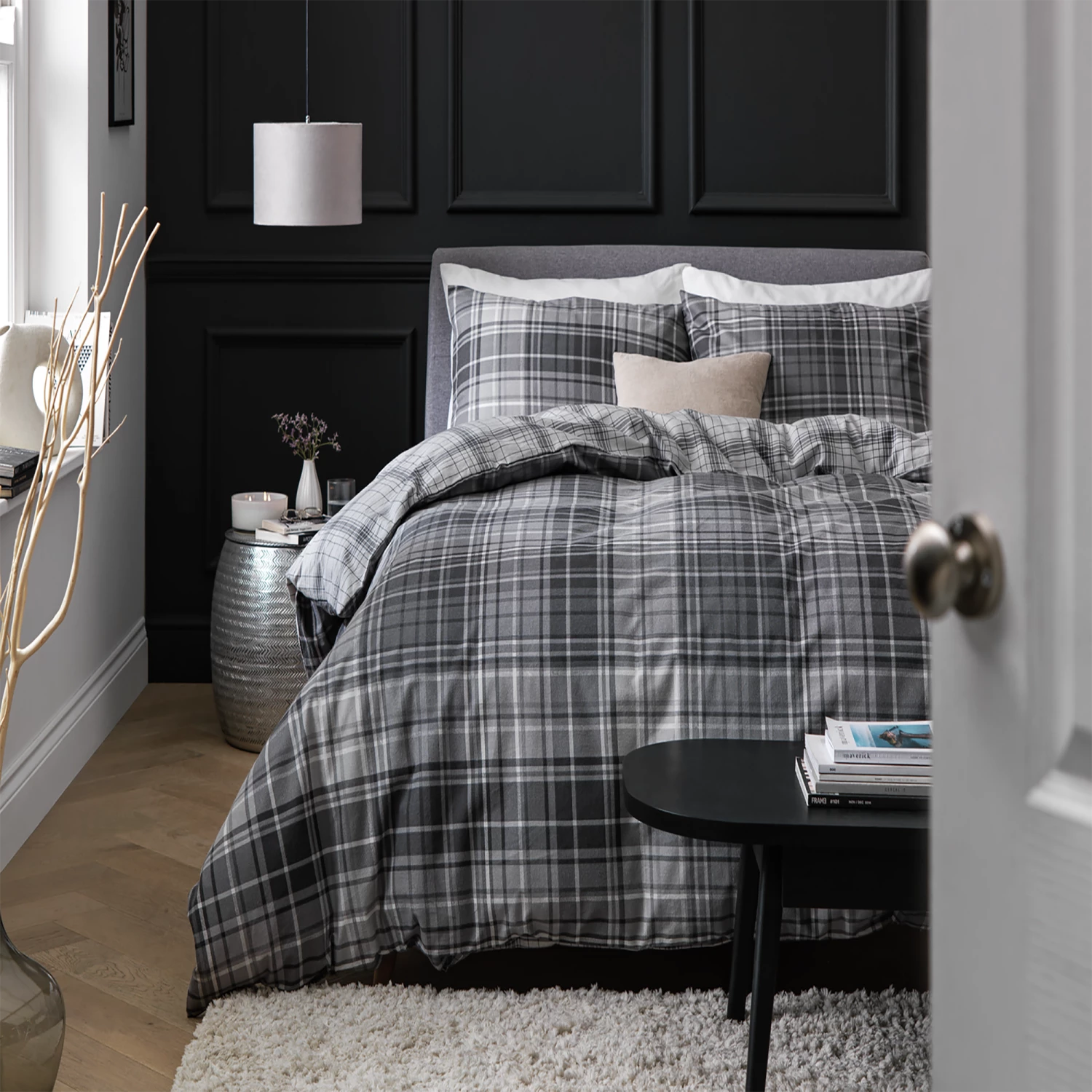 Habitat Grey Brushed Check Bedding Set - Single 1 Habitat Grey Brushed Check Bedding Set - Single