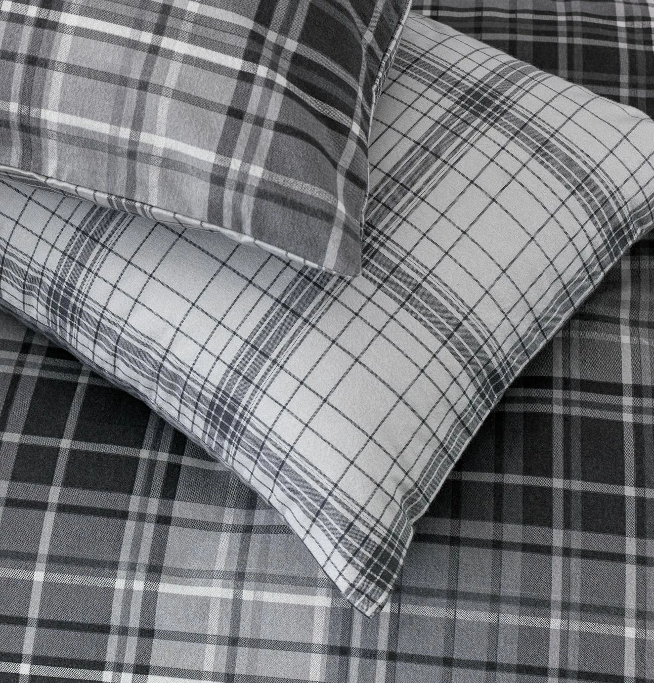 Habitat Grey Brushed Check Bedding Set - Single 4 Habitat Grey Brushed Check Bedding Set - Single - Image 4