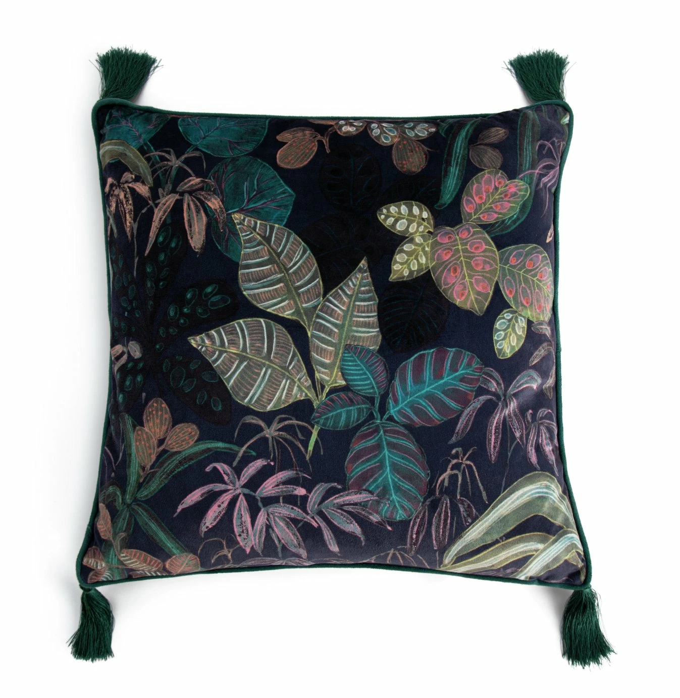 Habitat Botanical Print Velvet Cushion - Multi - 43x43cm 1 Habitat Botanical Print Velvet Cushion - Multi - 43x43cm