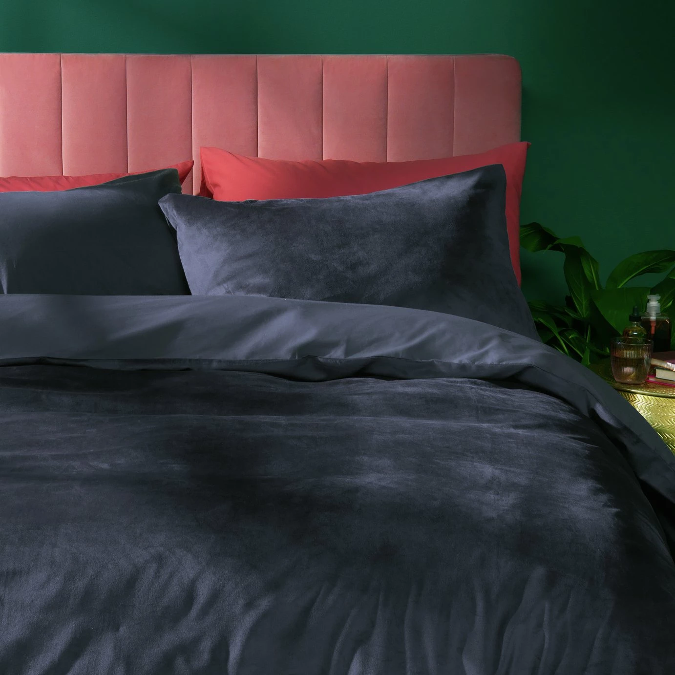 Habitat Plain Velvet Navy Bedding Set - Double 1 Habitat Plain Velvet Navy Bedding Set - Double