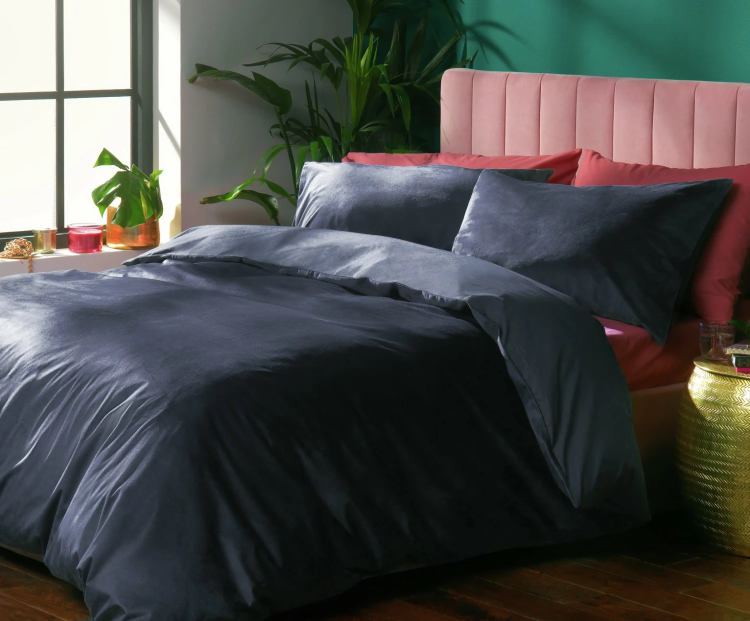 Habitat Plain Velvet Navy Bedding Set - Double 5 Habitat Plain Velvet Navy Bedding Set - Double - Image 5