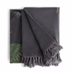 Habitat Graphic Palm Printed Throw - Black - 125X150cm