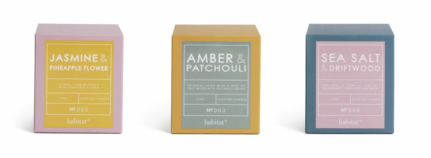 Habitat Scented Boxed Candle Set - Amber, Jasmine & Sea Salt 1 Habitat Scented Boxed Candle Set - Amber, Jasmine & Sea Salt
