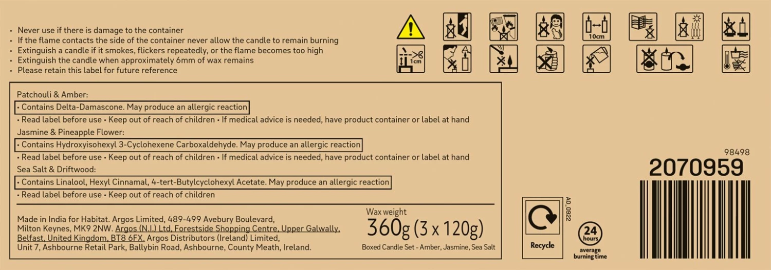 Habitat Scented Boxed Candle Set - Amber, Jasmine & Sea Salt 5 Habitat Scented Boxed Candle Set - Amber, Jasmine & Sea Salt - Image 5