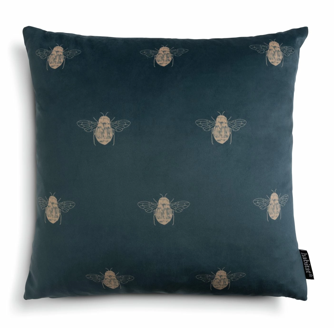 Habitat Gold Bee Printed Cushion - Teal - 43x43cm 1 Habitat Gold Bee Printed Cushion - Teal - 43x43cm