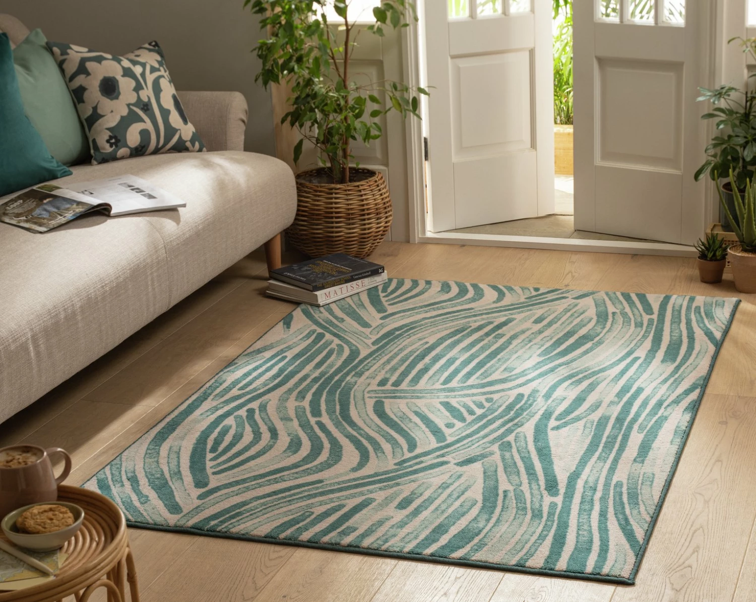 Habitat Herbalist Flatweave Rug - 120X170cm - Blue & White 2 Habitat Herbalist Flatweave Rug - 120X170cm - Blue & White - Image 2