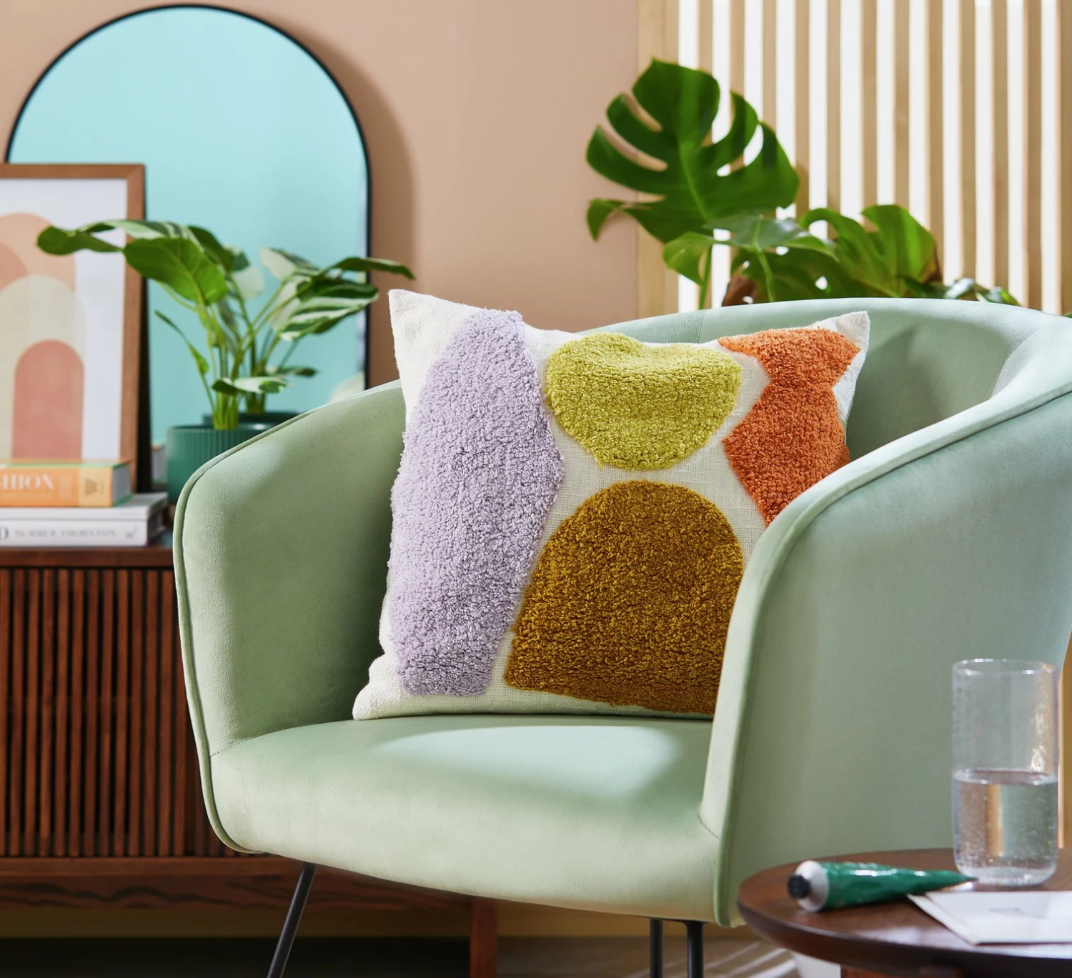 Habitat Geo Technique Cushion - Multicoloured - 43x43cm 2 Habitat Geo Technique Cushion - Multicoloured - 43x43cm - Image 2