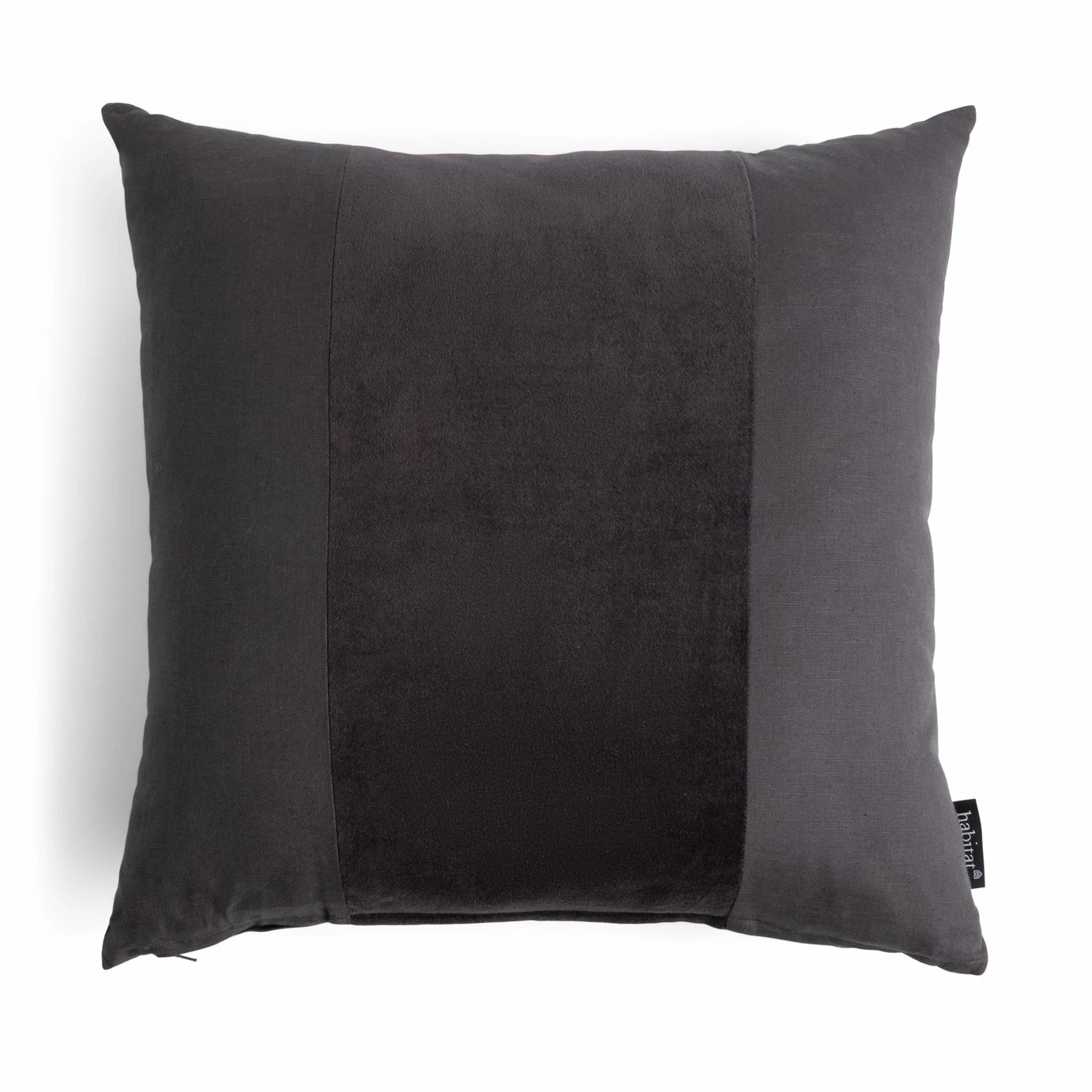 Habitat Velvet Panel Cushion - Grey & Black - 50x50cm 1 Habitat Velvet Panel Cushion - Grey & Black - 50x50cm