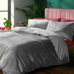 Habitat Plain Velvet Silver Bedding Set - Double 10 Habitat Plain Velvet Silver Bedding Set - Double -Habitat Sales Store 2159162 R Z004A