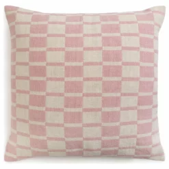 Habitat Checker Board Cushion - White & Pink - 43x43cm