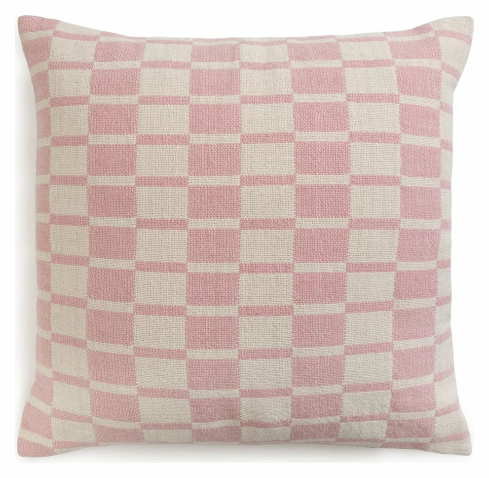 Habitat Checker Board Cushion - White & Pink - 43x43cm 1 Habitat Checker Board Cushion - White & Pink - 43x43cm
