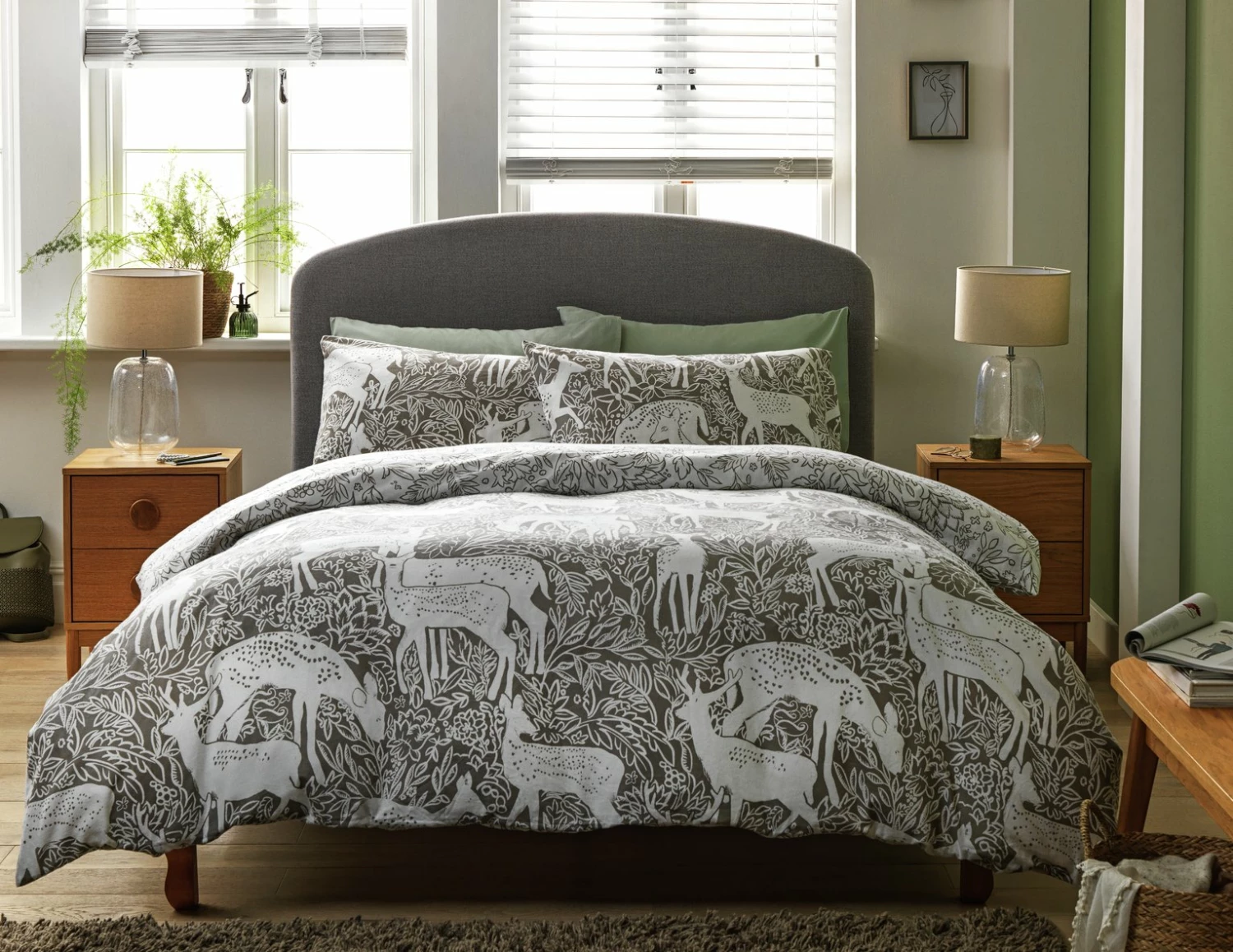 Habitat Brushed Cotton Deer Print Grey Bedding Set - Single 1 Habitat Brushed Cotton Deer Print Grey Bedding Set - Single