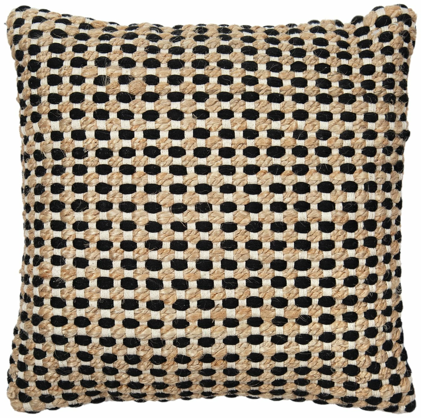 Habitat Jute Mono Check Cushion - Natural - 43X43cm 1 Habitat Jute Mono Check Cushion - Natural - 43X43cm