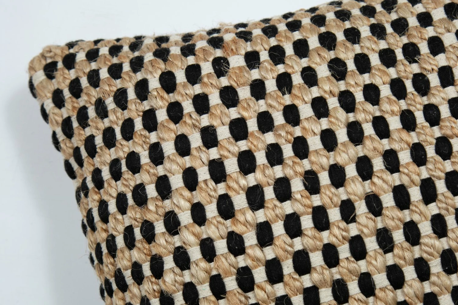 Habitat Jute Mono Check Cushion - Natural - 43X43cm 2 Habitat Jute Mono Check Cushion - Natural - 43X43cm - Image 2