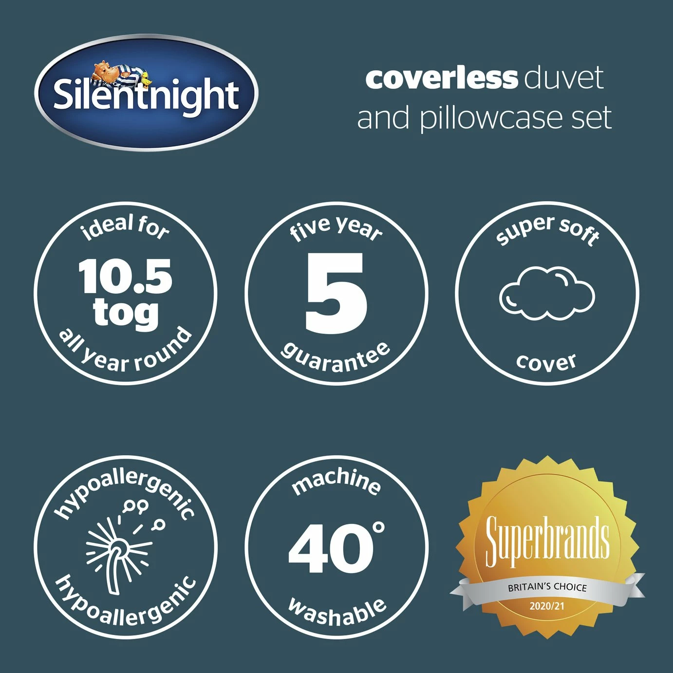 Silentnight Coverless 10.5Tog Navy Duvet &Pillowcase- Single 10 Silentnight Coverless 10.5Tog Navy Duvet &Pillowcase- Single - Image 10