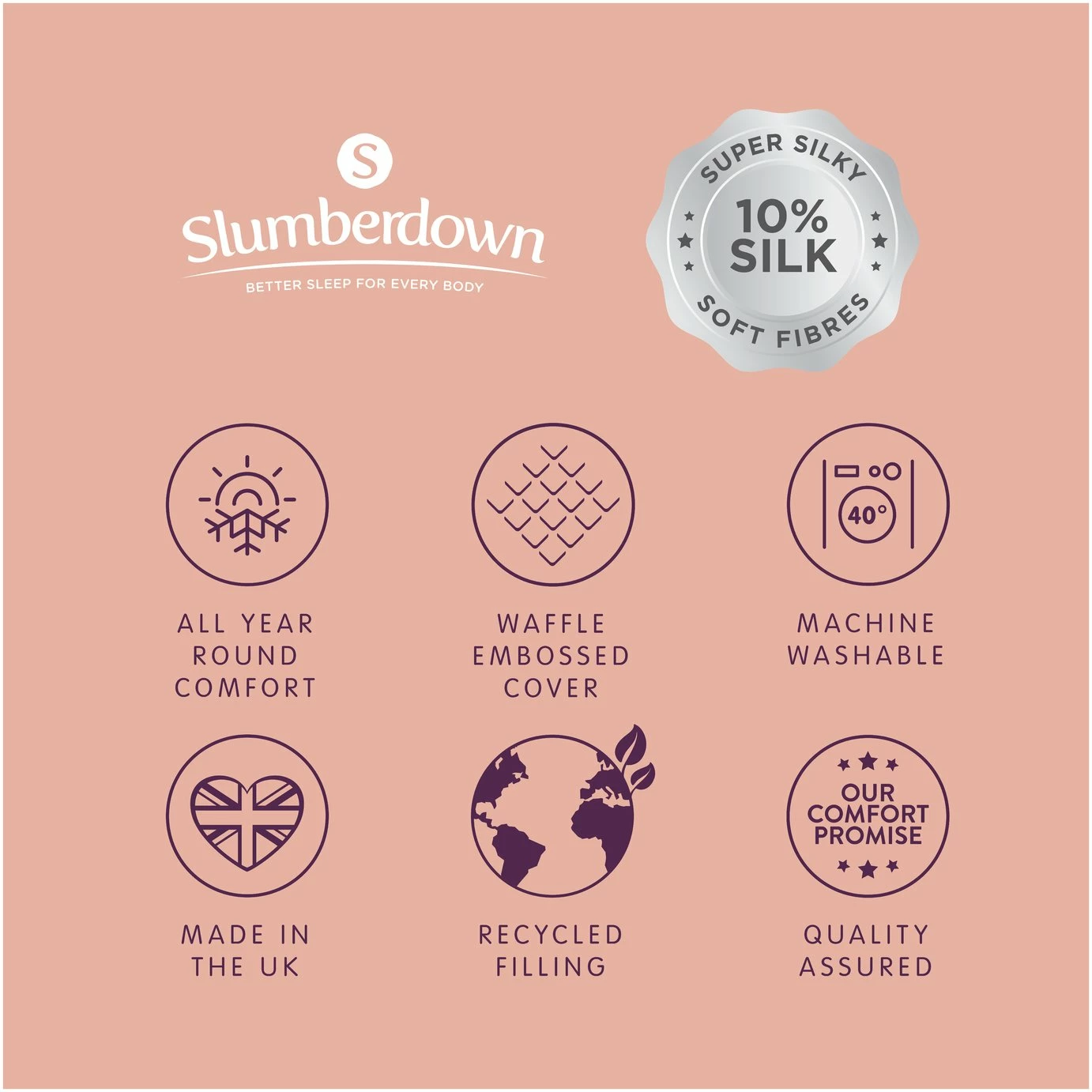Slumberdown Silk Touch 10.5 Tog Duvet - Single 12 Slumberdown Silk Touch 10.5 Tog Duvet - Single - Image 12