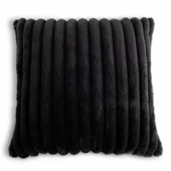 Habitat Ribbed Faux Fur Cushion - Charcoal - 50X50cm