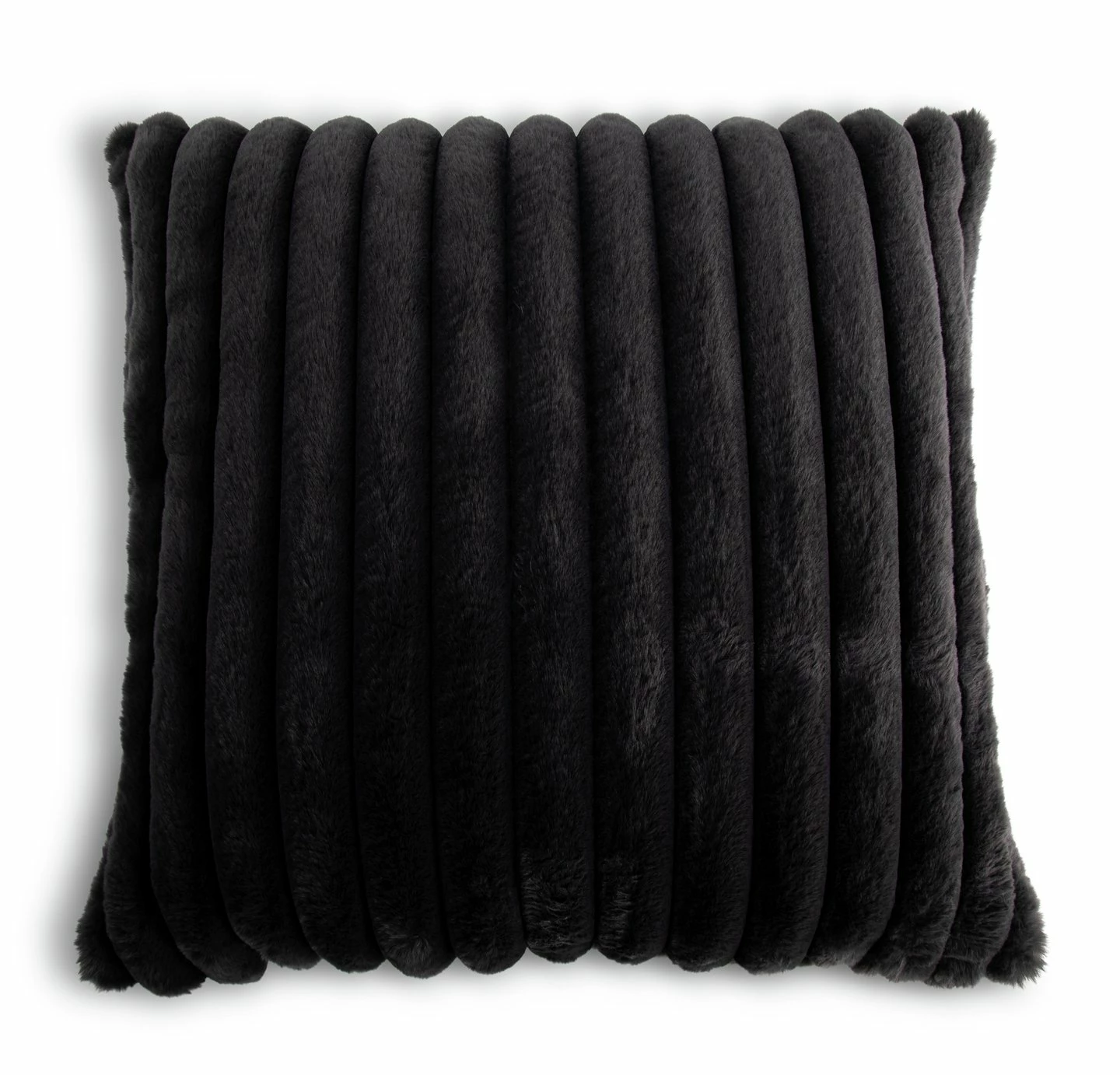 Habitat Ribbed Faux Fur Cushion - Charcoal - 50X50cm 1 Habitat Ribbed Faux Fur Cushion - Charcoal - 50X50cm
