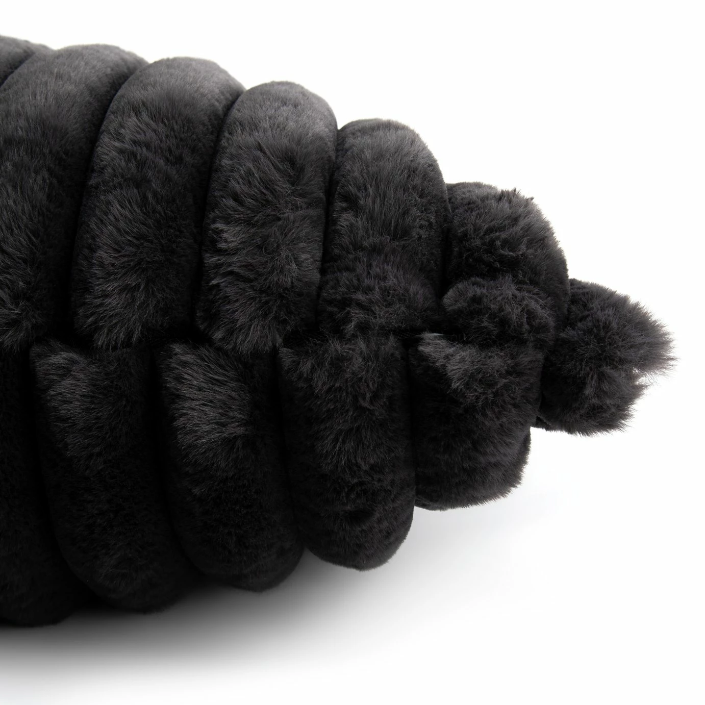 Habitat Ribbed Faux Fur Cushion - Charcoal - 50X50cm 4 Habitat Ribbed Faux Fur Cushion - Charcoal - 50X50cm - Image 4