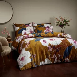 Paoletti Cotton Kyoto Floral 200TC Brown Bedding Set- Double -Habitat Sales Store 3066302 R Z003A
