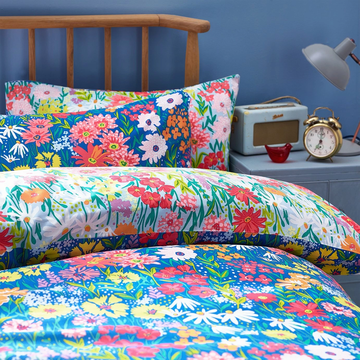 Furn Wild Meadow Floral Blue Bedding Set - Single 1 Furn Wild Meadow Floral Blue Bedding Set - Single