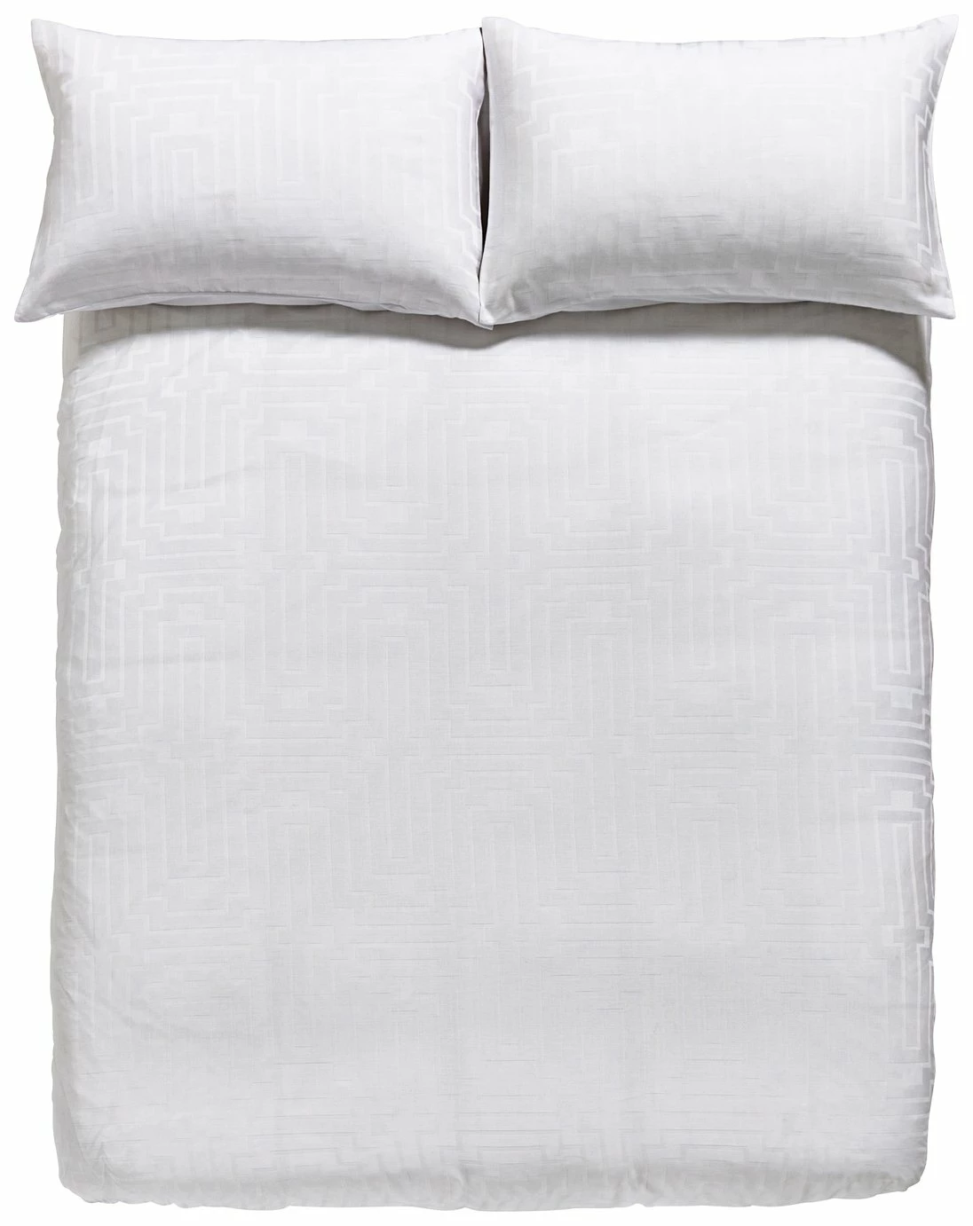 Bianca Cotton 180 TC Geometric White Bedding Set - Double 2 Bianca Cotton 180 TC Geometric White Bedding Set - Double - Image 2