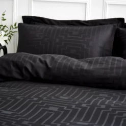 Bianca Cotton 180 TC Geometric Black Bedding Set - Double -Habitat Sales Store 3080450 R Z003A