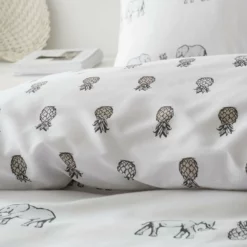 Pineapple Elephant Tembo Natural Bedding Set - King -Habitat Sales Store 3117983 R Z005A