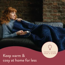 Dreamland Deluxe Velvet Royal Blue Heated Throw - Large -Habitat Sales Store 3340901 R Z018A