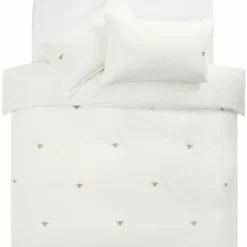 Habitat 180TC Embroidered Bee White Bedding Set - Single -Habitat Sales Store 3347540 R Z002A