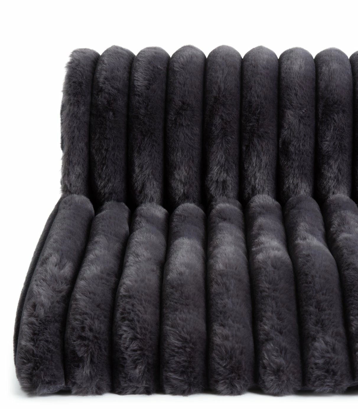 Habitat Ribbed Faux Fur Throw - Charcoal - 125X150cm 4 Habitat Ribbed Faux Fur Throw - Charcoal - 125X150cm - Image 4