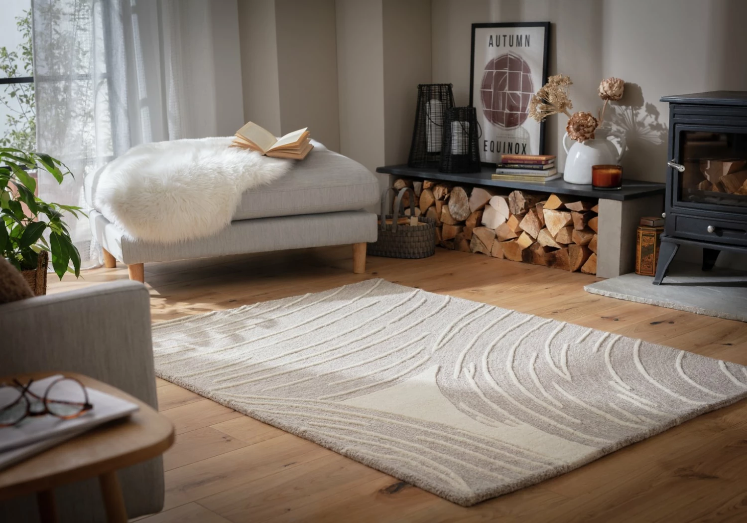 Habitat Hand Tufted Wool & Cotton Rug - Natural -120X170cm 2 Habitat Hand Tufted Wool & Cotton Rug - Natural -120X170cm - Image 2