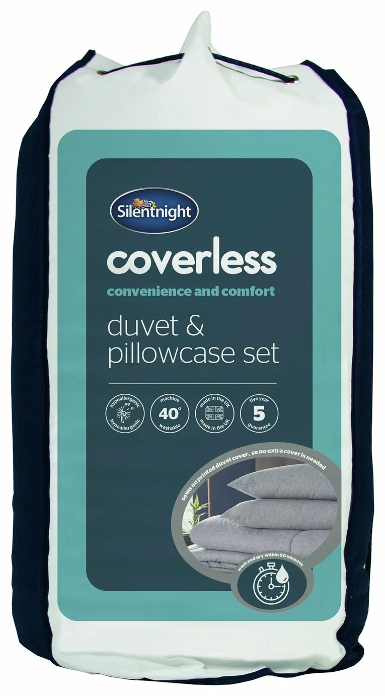 Silentnight Coverless 10.5Tog Grey Duvet & Pillowcase-Single 1 Silentnight Coverless 10.5Tog Grey Duvet & Pillowcase-Single