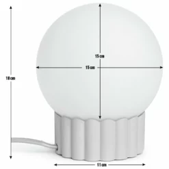 Habitat Ribbed Globe Table Lamp - White & Natural 9 Habitat Ribbed Globe Table Lamp - White & Natural -Habitat Sales Store 4588982 R E001